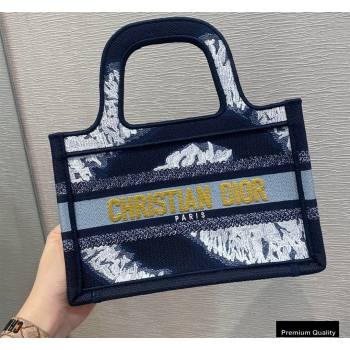Dior Mini Book Tote Bag in Blue Multicolor Tie Embroidery 2020 (vivi-20090908)
