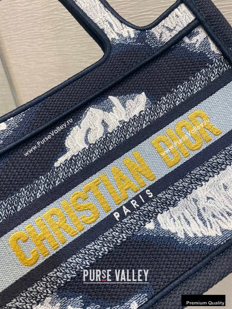 Dior Mini Book Tote Bag in Blue Multicolor Tie Embroidery 2020 (vivi-20090908)