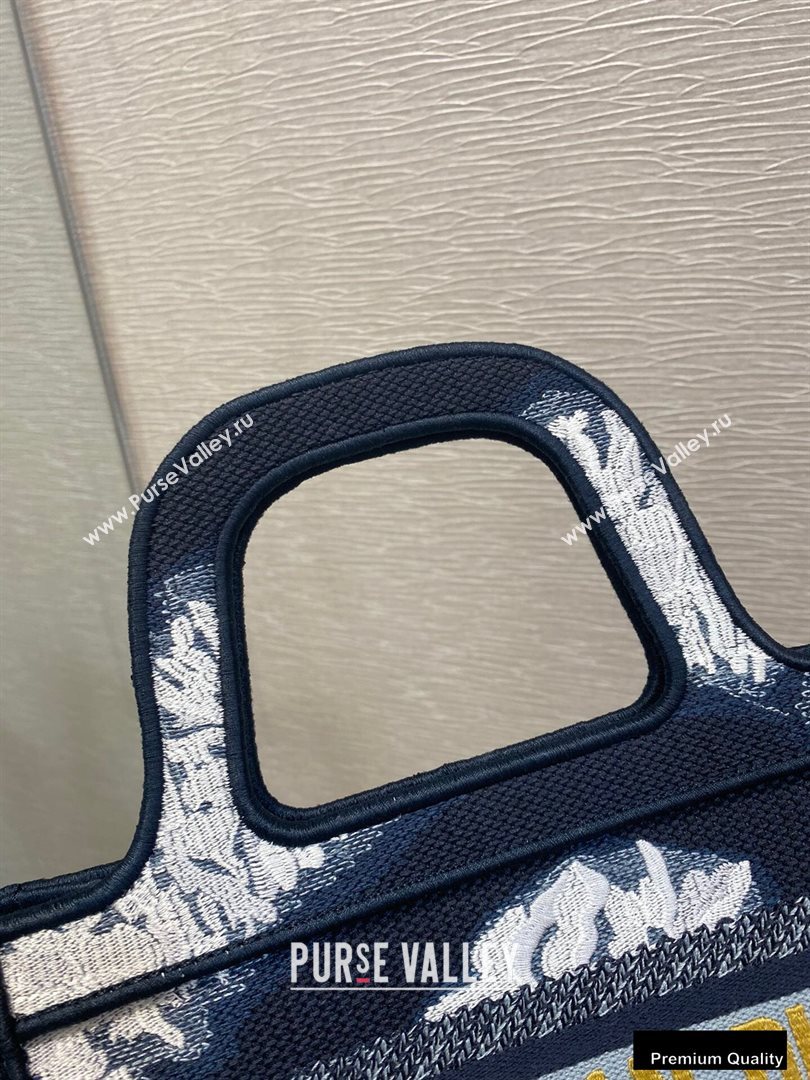 Dior Mini Book Tote Bag in Blue Multicolor Tie Embroidery 2020 (vivi-20090908)