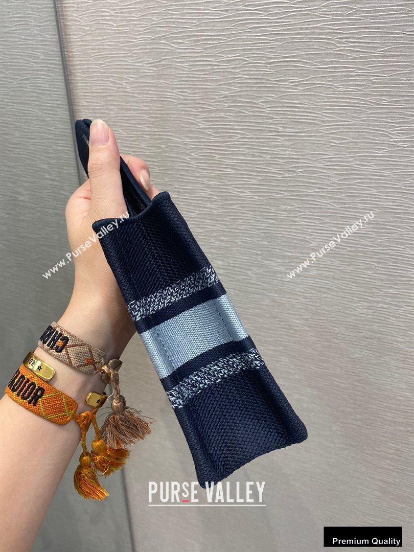 Dior Mini Book Tote Bag in Blue Multicolor Tie Embroidery 2020 (vivi-20090908)