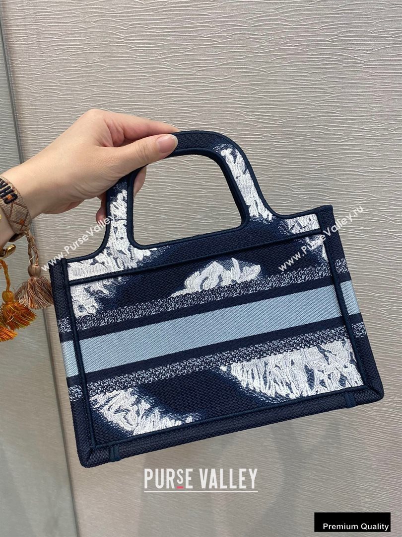 Dior Mini Book Tote Bag in Blue Multicolor Tie Embroidery 2020 (vivi-20090908)