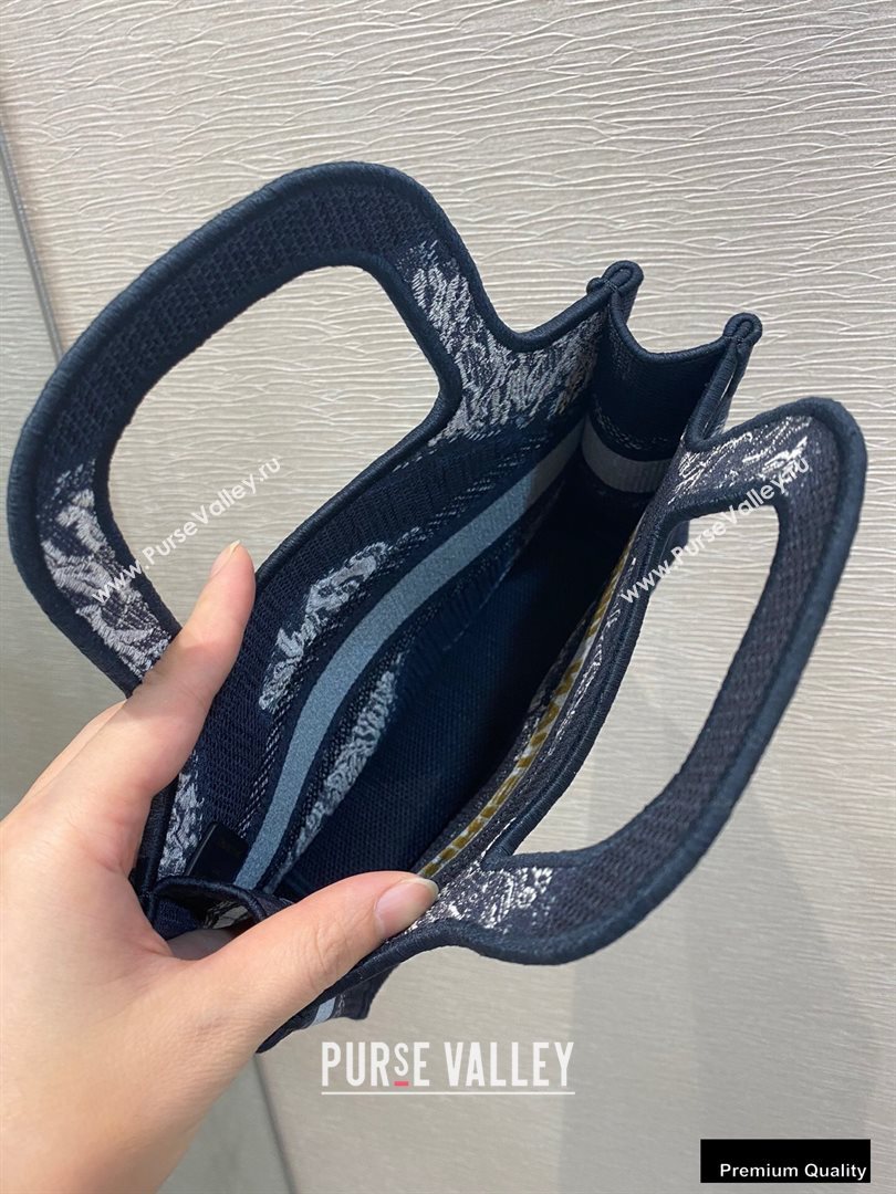 Dior Mini Book Tote Bag in Blue Multicolor Tie Embroidery 2020 (vivi-20090908)