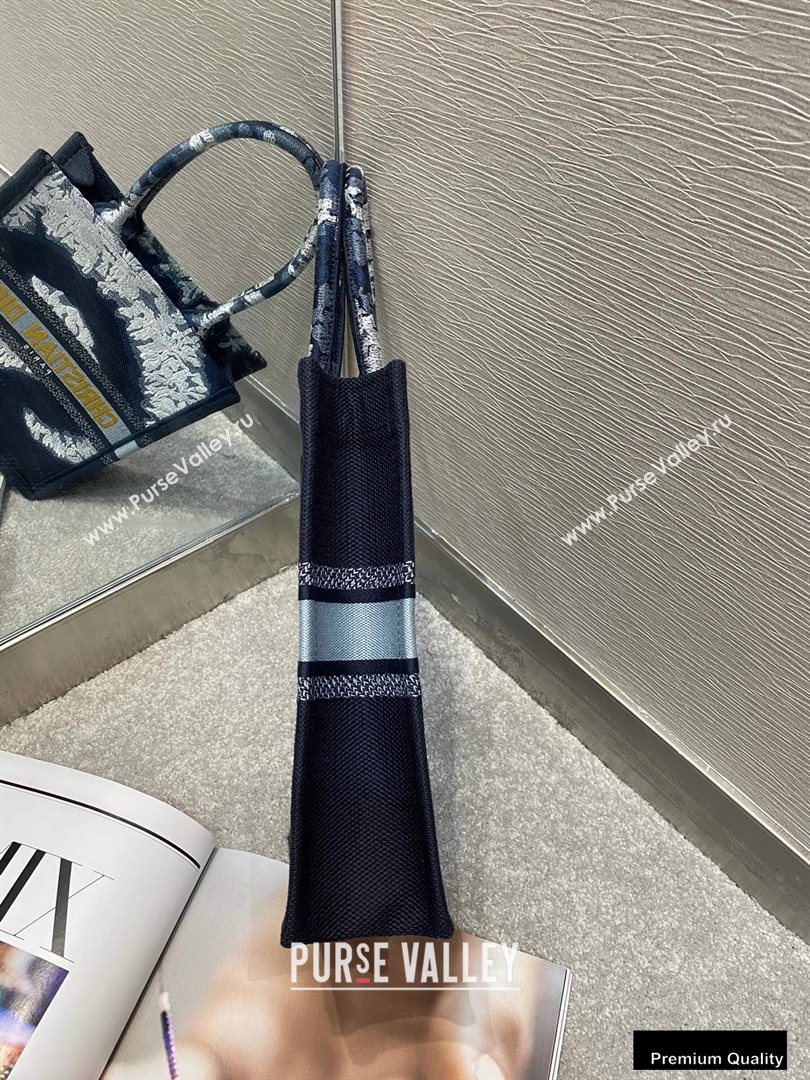 Dior Vertical Book Tote Bag in Blue Multicolor Tie Embroidery 2020 (vivi-20090909)