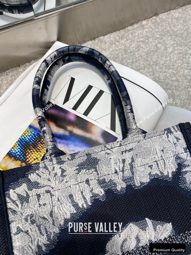Dior Vertical Book Tote Bag in Blue Multicolor Tie Embroidery 2020 (vivi-20090909)