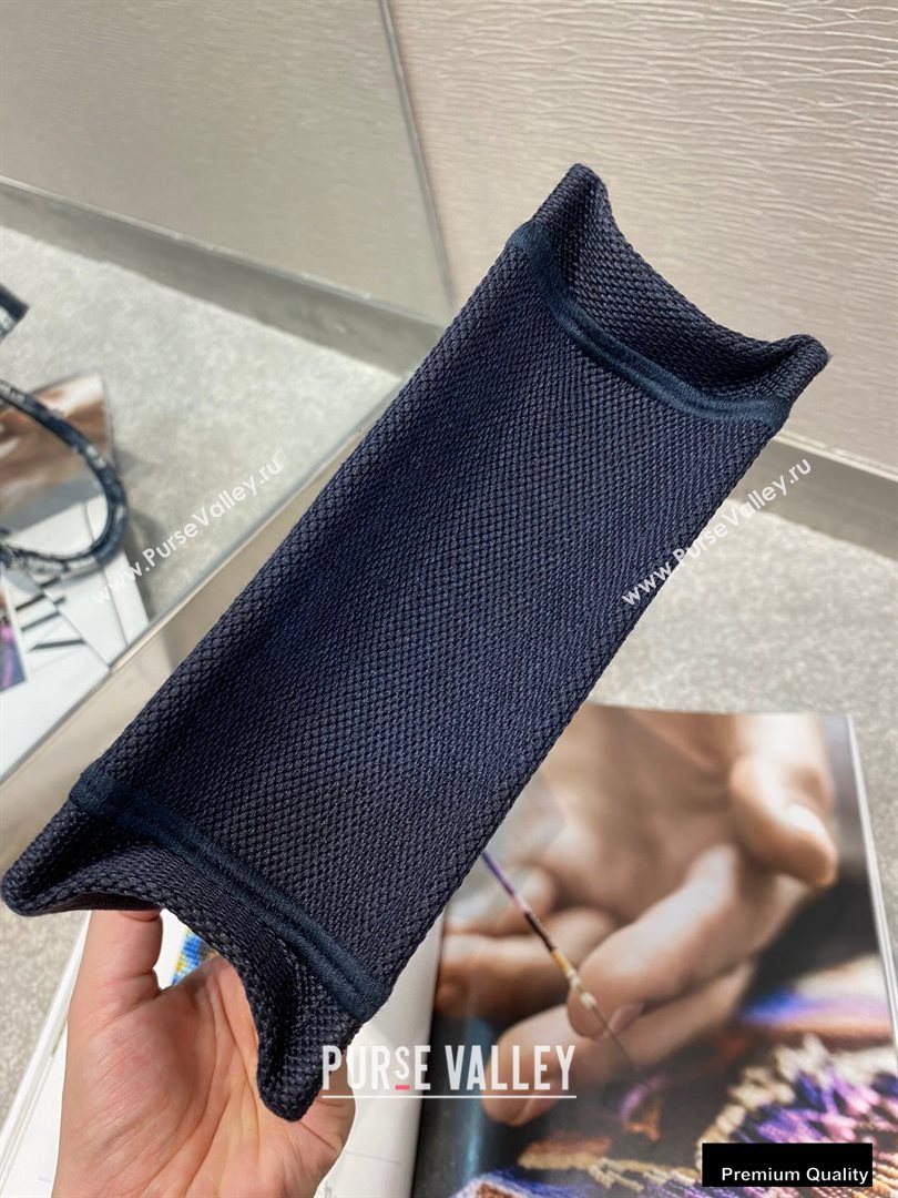 Dior Vertical Book Tote Bag in Blue Multicolor Tie Embroidery 2020 (vivi-20090909)