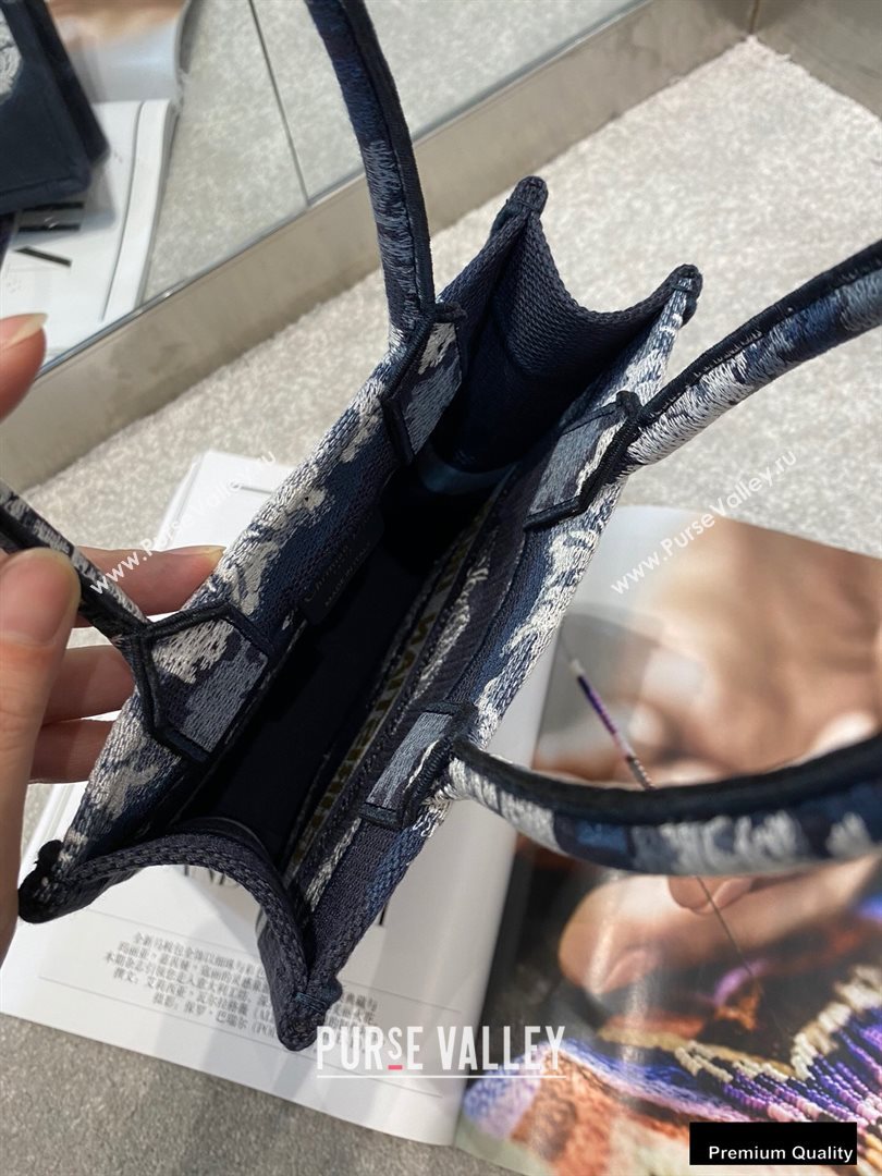 Dior Vertical Book Tote Bag in Blue Multicolor Tie Embroidery 2020 (vivi-20090909)