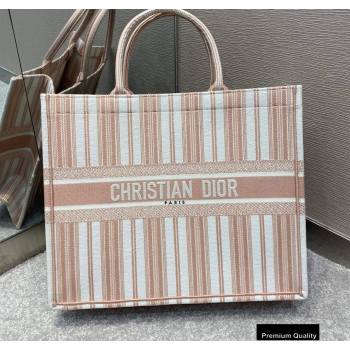 Dior Book Tote Bag In Striped Canvas Pink 2020 (vivi-20090912)
