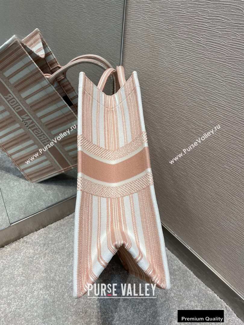 Dior Book Tote Bag In Striped Canvas Pink 2020 (vivi-20090912)