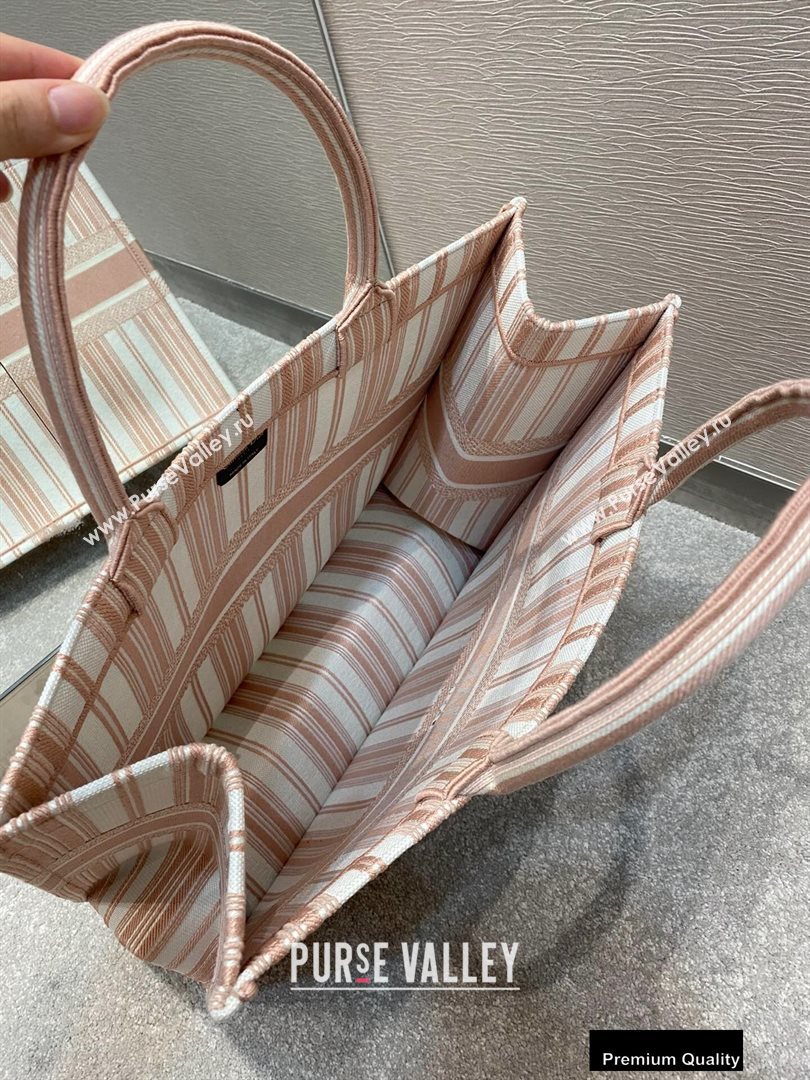 Dior Book Tote Bag In Striped Canvas Pink 2020 (vivi-20090912)