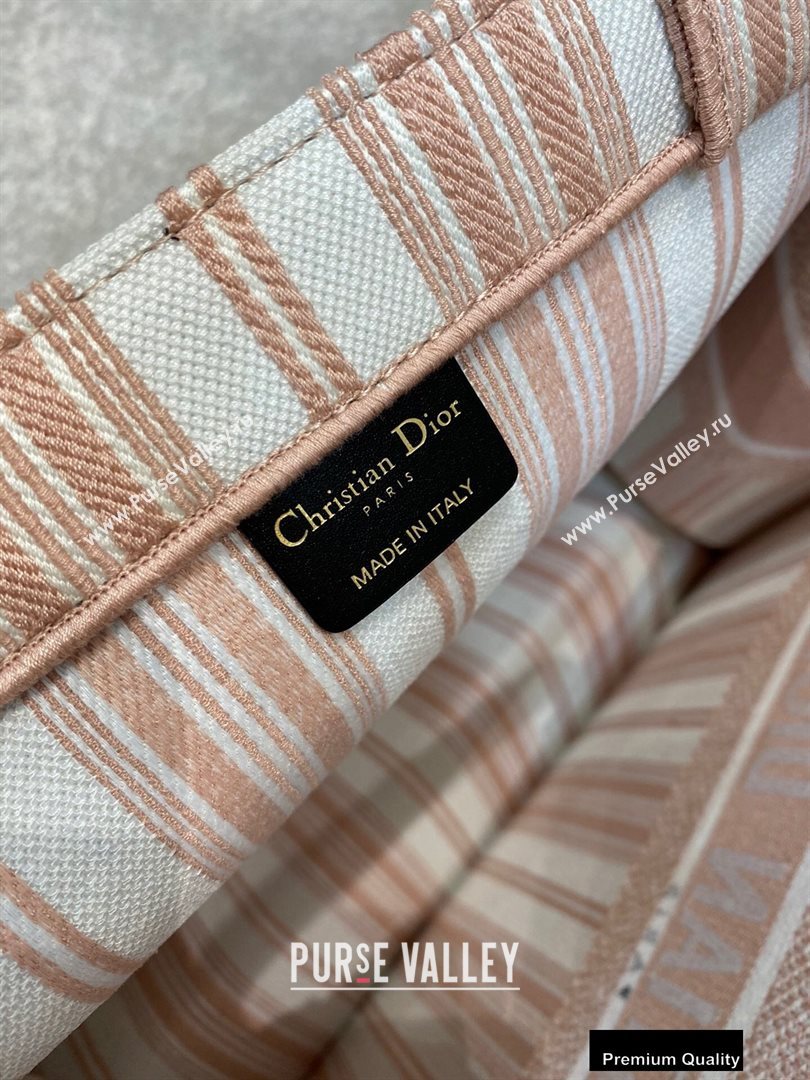 Dior Book Tote Bag In Striped Canvas Pink 2020 (vivi-20090912)