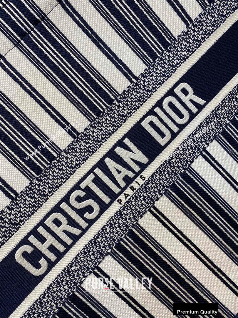 Dior Book Tote Bag In Striped Canvas Dark Blue 2020 (vivi-20090911)
