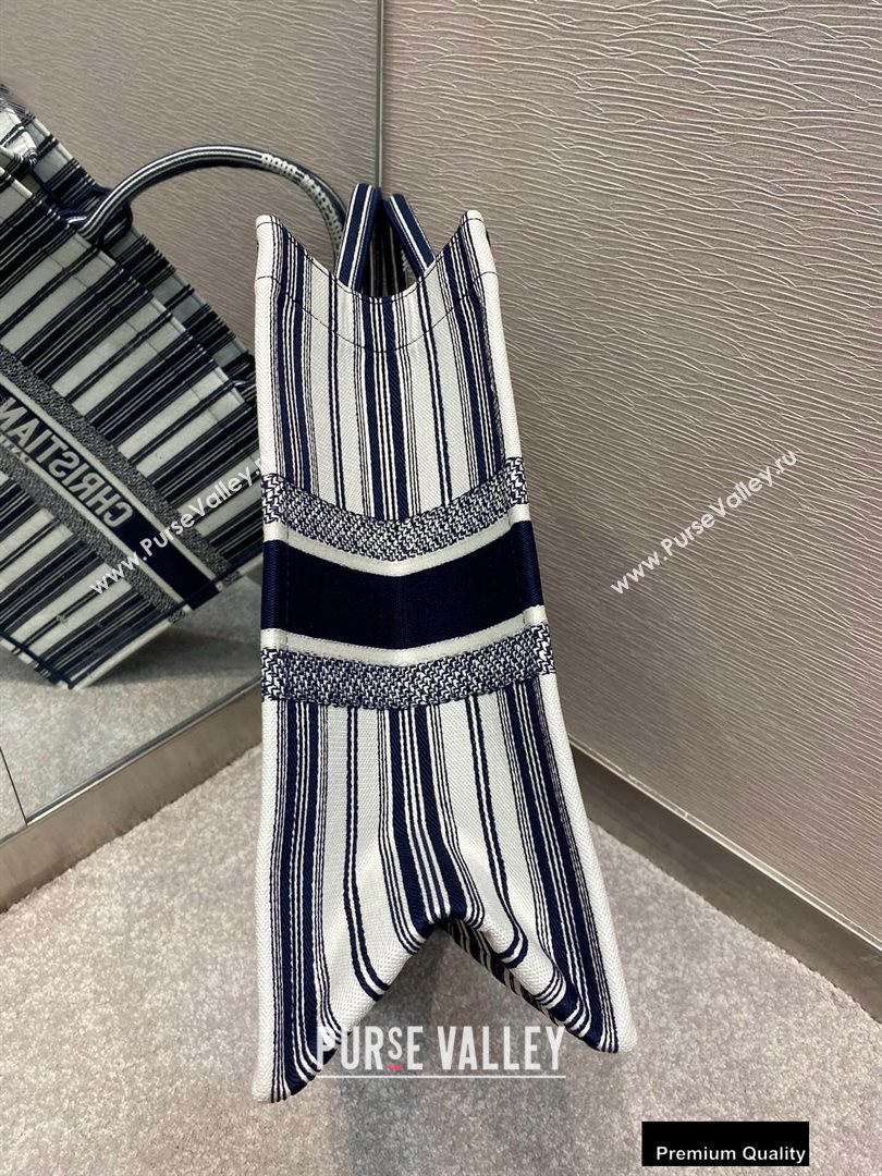 Dior Book Tote Bag In Striped Canvas Dark Blue 2020 (vivi-20090911)