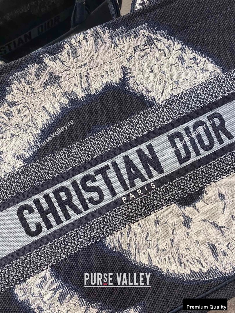 Dior Small Book Tote Bag in Blue Multicolor Tie Embroidery 2020 (vivi-20090907)