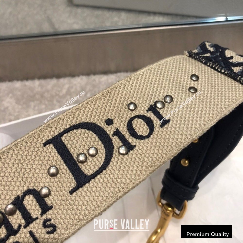 Dior Oblique Embroidery Shoulder Strap with Medallions Dark Blue (vivi-20090923)