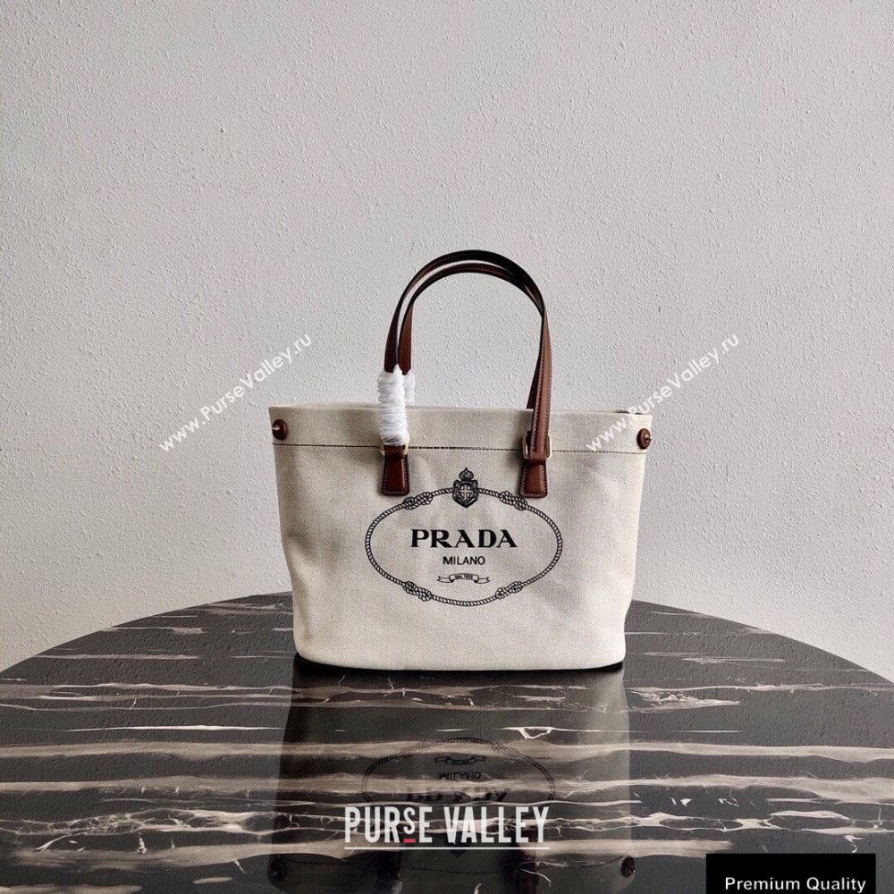 Prada Small Linen Blend and Leather Tote Bag 1BG356 2020 (ziyin-20091129)