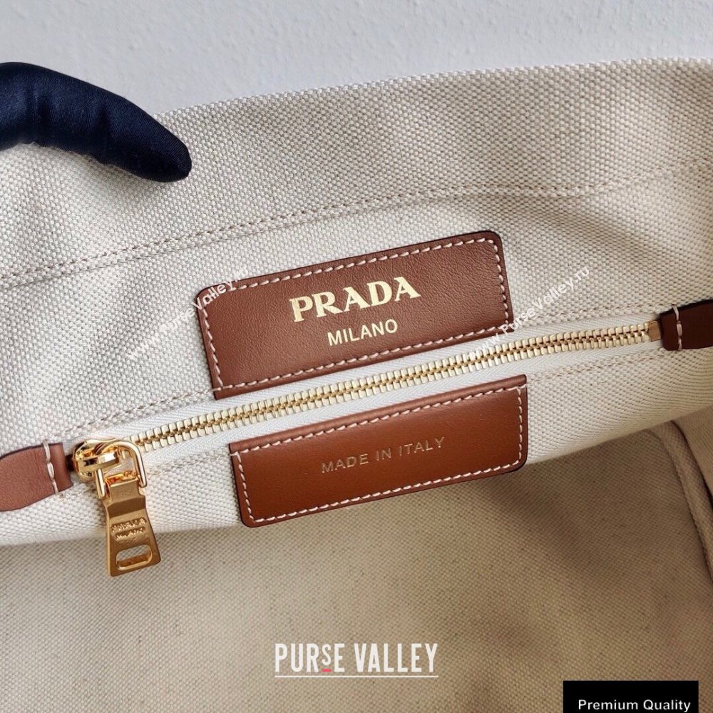 Prada Small Linen Blend and Leather Tote Bag 1BG356 2020 (ziyin-20091129)
