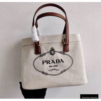 Prada Small Linen Blend and Leather Tote Bag 1BG356 2020 (ziyin-20091129)