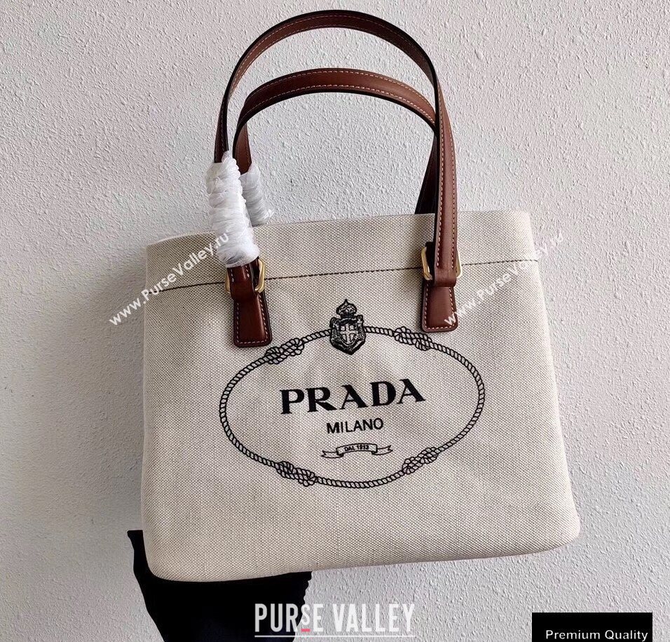 Prada Small Linen Blend and Leather Tote Bag 1BG356 2020 (ziyin-20091129)
