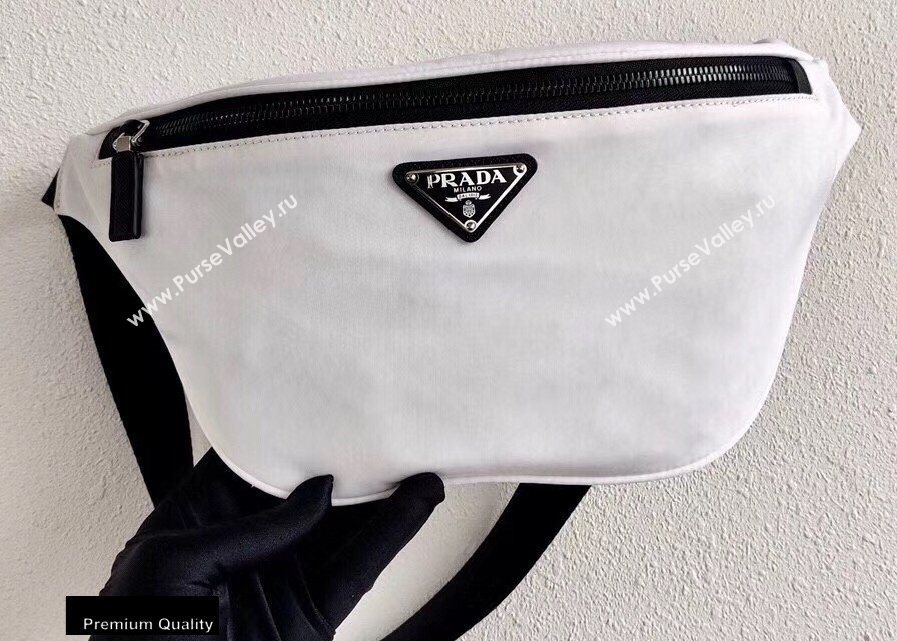 Prada Re-Nylon and Saffiano Leather Belt Bag 2VL033 White 2020 (ziyin-20091126)