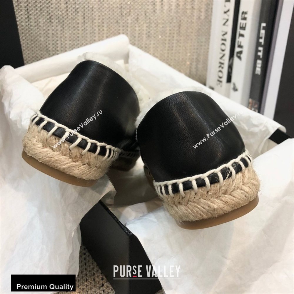 Chanel Shearling Fur Lining CC Logo Espadrilles Black 2020 (kewei-20091201)