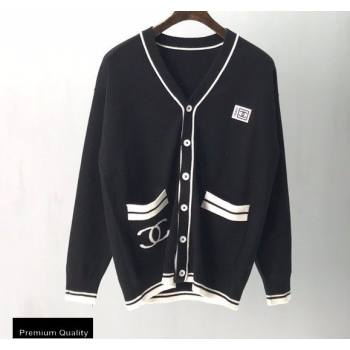 Chanel Vintage Logo Cardigan Black 2020 (fangfang-20091554)