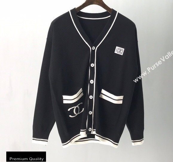 Chanel Vintage Logo Cardigan Black 2020 (fangfang-20091554)