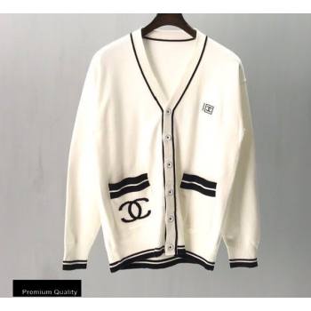 Chanel Vintage Logo Cardigan White 2020 (fangfang-20091555)