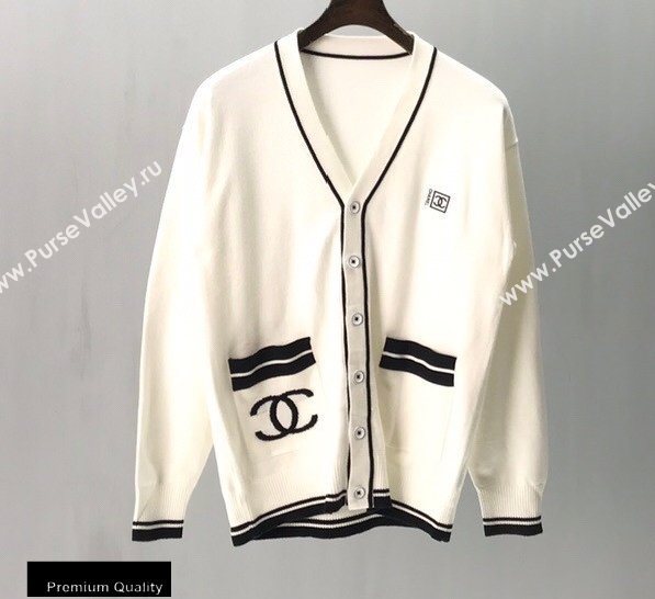 Chanel Vintage Logo Cardigan White 2020 (fangfang-20091555)