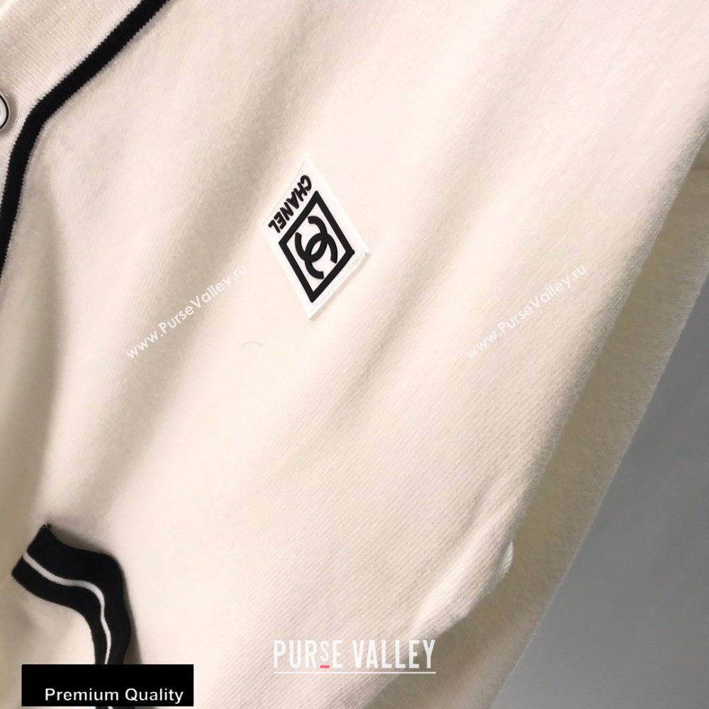 Chanel Vintage Logo Cardigan White 2020 (fangfang-20091555)