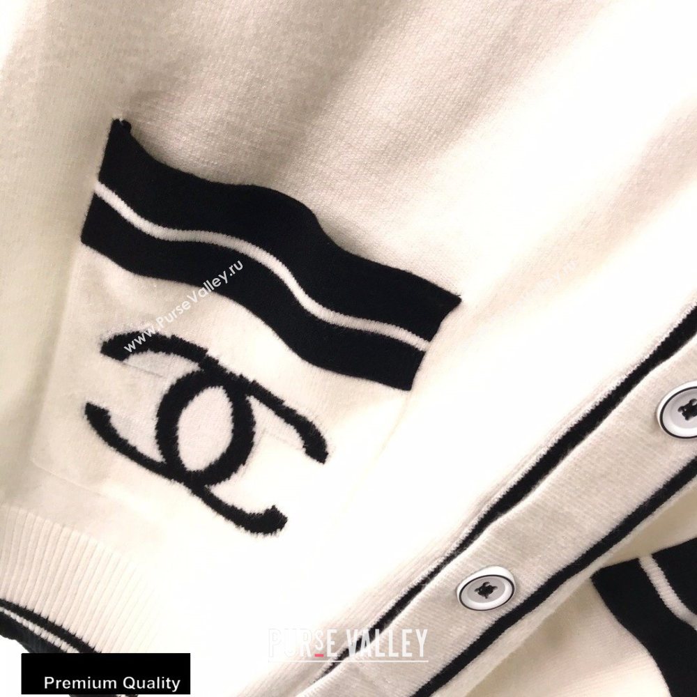 Chanel Vintage Logo Cardigan White 2020 (fangfang-20091555)