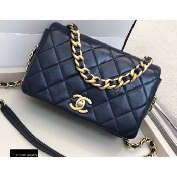 Chanel Shiny Lambskin Small Flap Bag AS1895 Navy Blue 2020 (smjd-20091738)