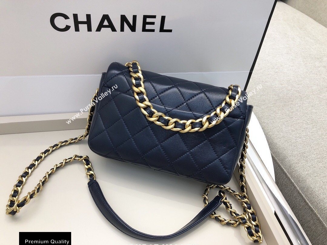 Chanel Shiny Lambskin Small Flap Bag AS1895 Navy Blue 2020 (smjd-20091738)