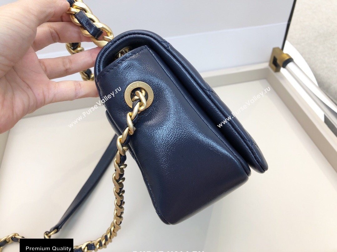 Chanel Shiny Lambskin Small Flap Bag AS1895 Navy Blue 2020 (smjd-20091738)