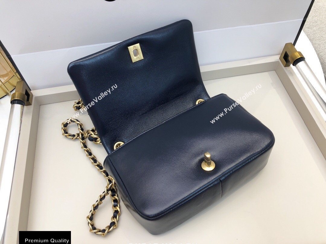 Chanel Shiny Lambskin Small Flap Bag AS1895 Navy Blue 2020 (smjd-20091738)