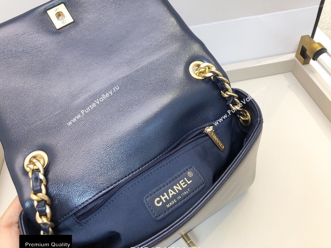 Chanel Shiny Lambskin Small Flap Bag AS1895 Navy Blue 2020 (smjd-20091738)