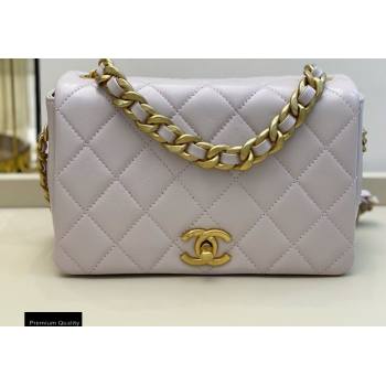 Chanel Shiny Lambskin Small Flap Bag AS1895 Pale Pink 2020 (smjd-20091739)