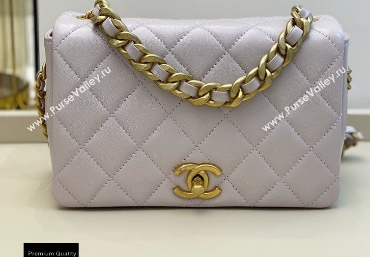 Chanel Shiny Lambskin Small Flap Bag AS1895 Pale Pink 2020 (smjd-20091739)