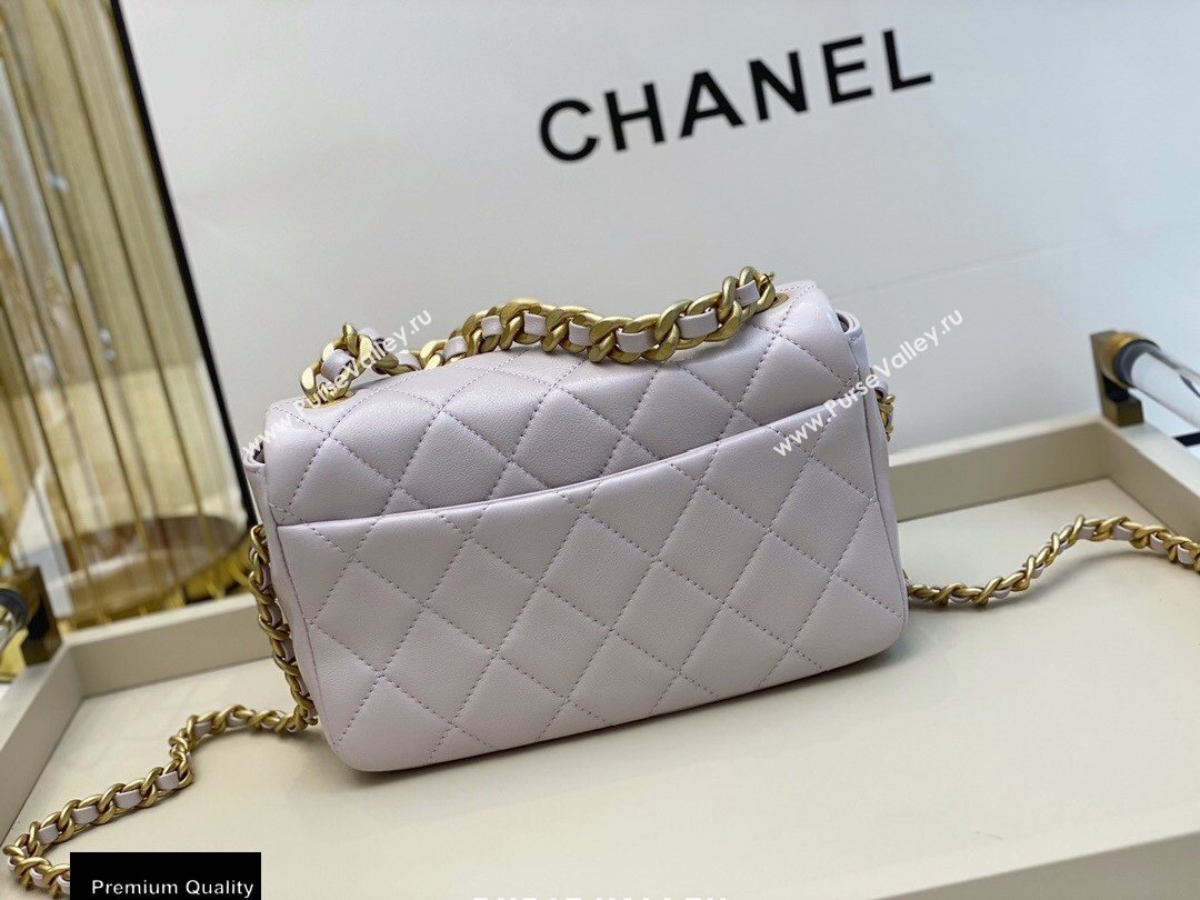 Chanel Shiny Lambskin Small Flap Bag AS1895 Pale Pink 2020 (smjd-20091739)