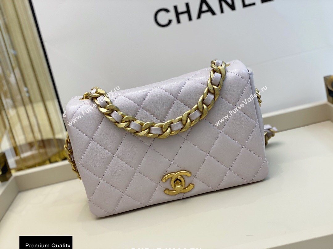 Chanel Shiny Lambskin Small Flap Bag AS1895 Pale Pink 2020 (smjd-20091739)