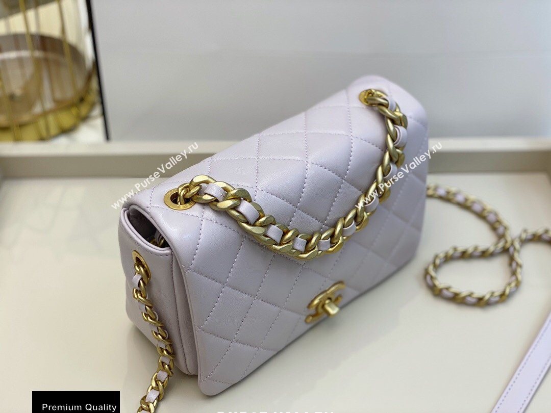 Chanel Shiny Lambskin Small Flap Bag AS1895 Pale Pink 2020 (smjd-20091739)