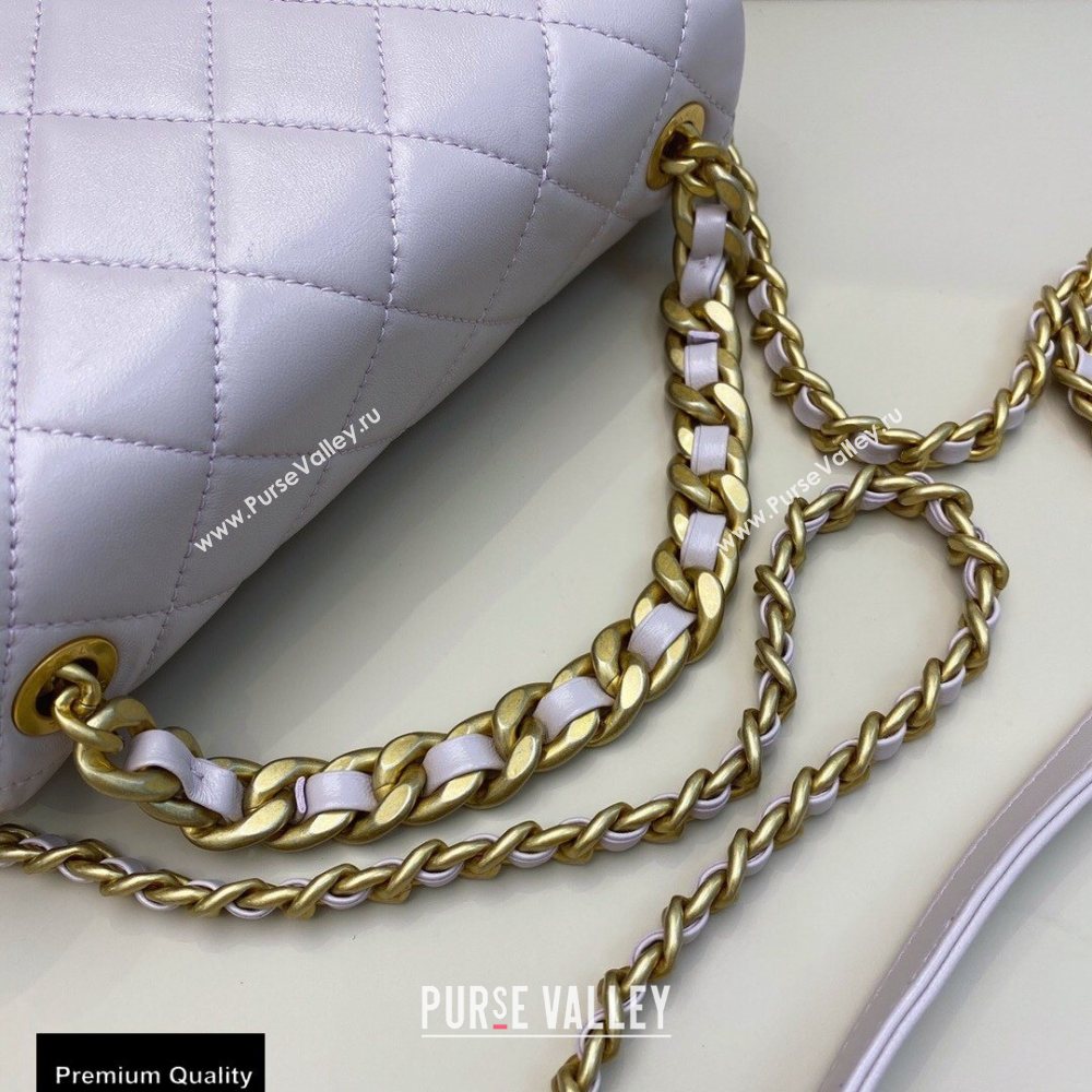 Chanel Shiny Lambskin Small Flap Bag AS1895 Pale Pink 2020 (smjd-20091739)