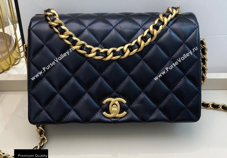Chanel Shiny Lambskin Flap Bag AS1977 Black 2020 (smjd-20091732)