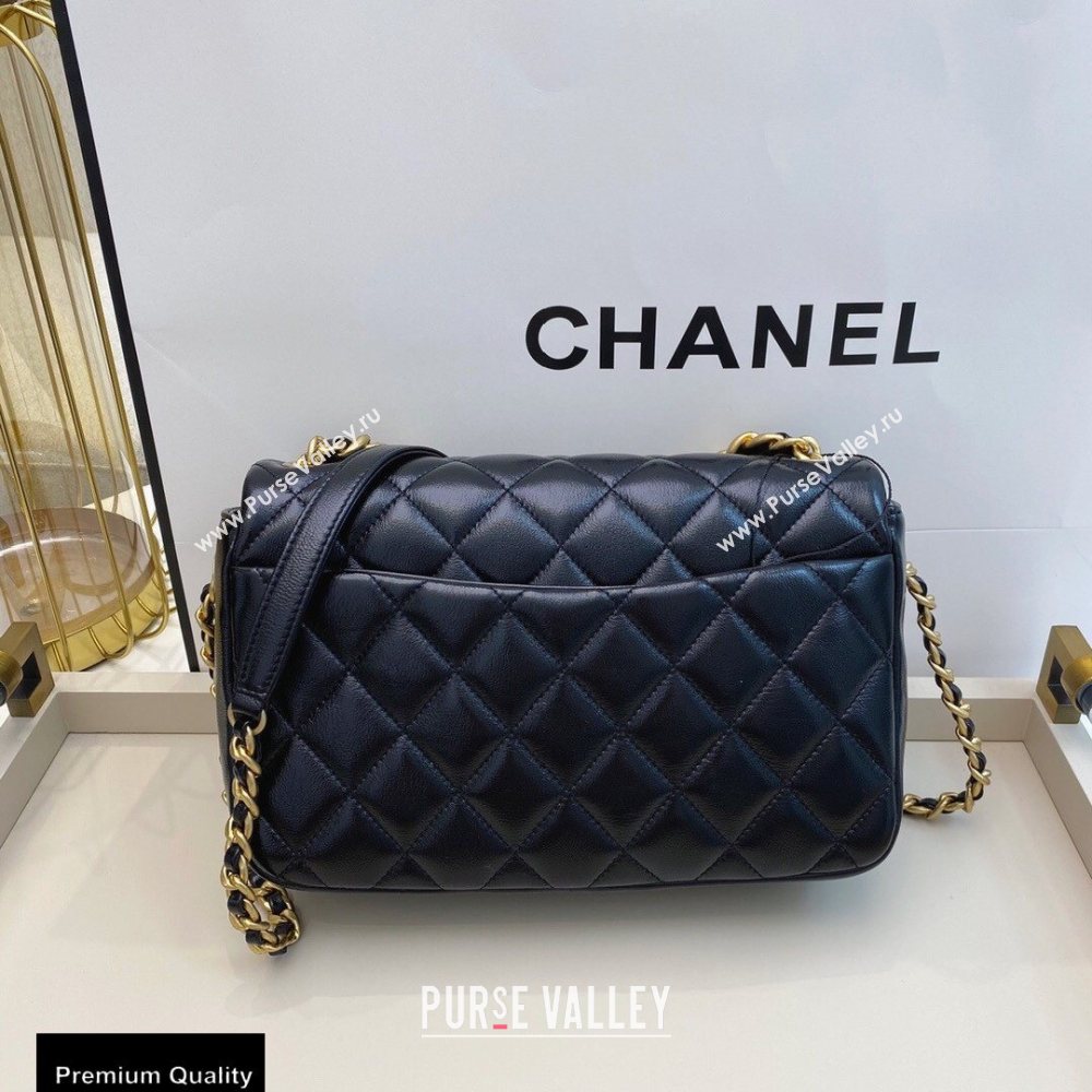 Chanel Shiny Lambskin Flap Bag AS1977 Black 2020 (smjd-20091732)