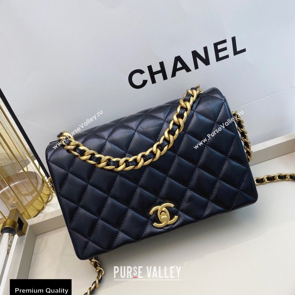 Chanel Shiny Lambskin Flap Bag AS1977 Black 2020 (smjd-20091732)