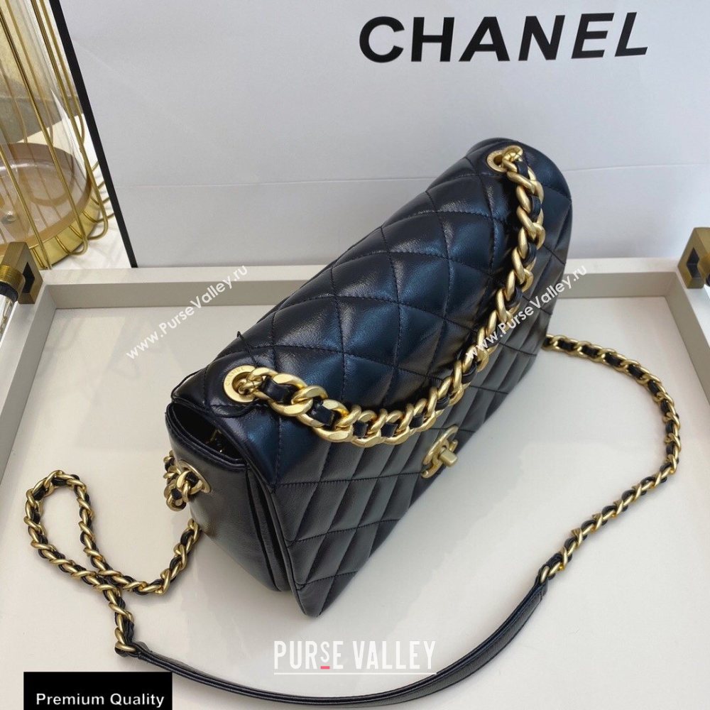 Chanel Shiny Lambskin Flap Bag AS1977 Black 2020 (smjd-20091732)