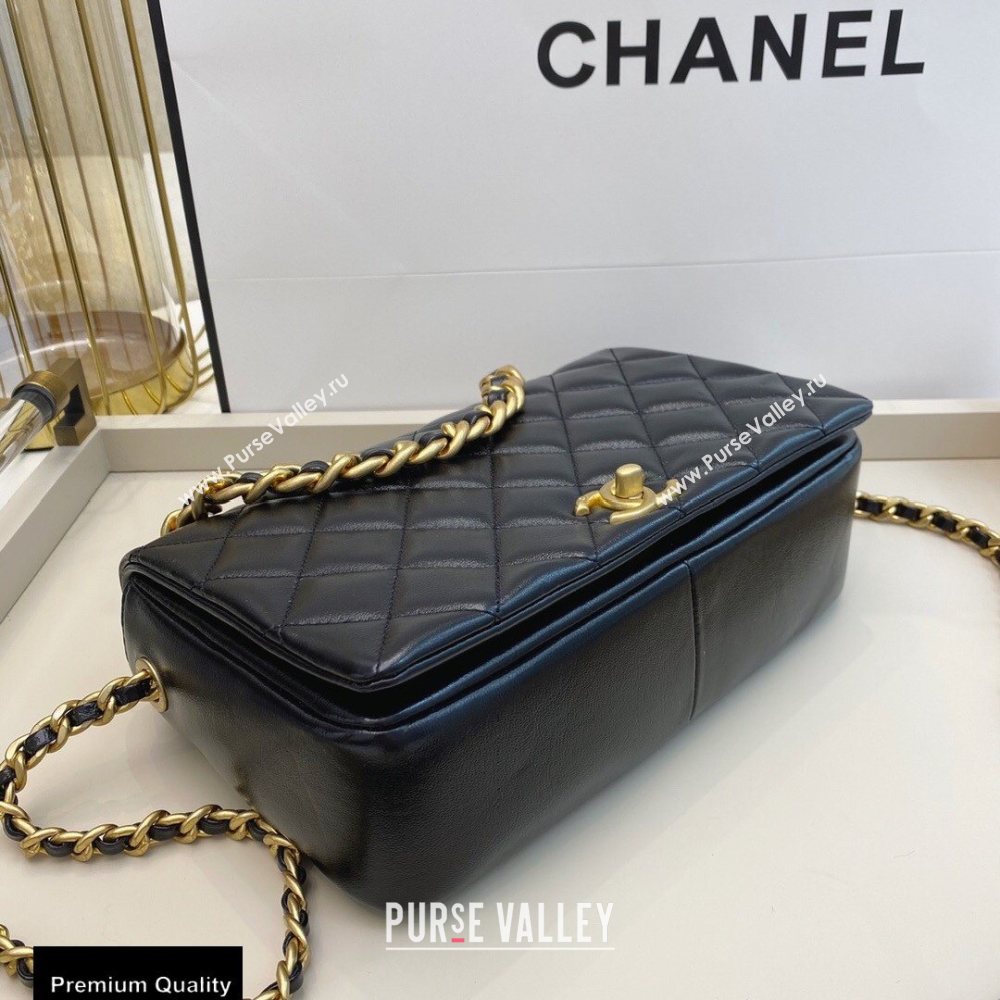 Chanel Shiny Lambskin Flap Bag AS1977 Black 2020 (smjd-20091732)