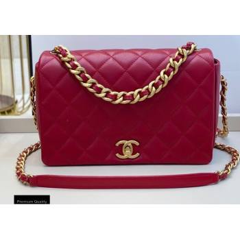 Chanel Shiny Lambskin Flap Bag AS1977 Red 2020 (smjd-20091733)