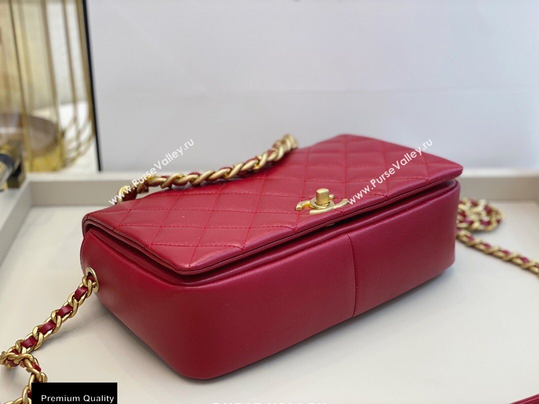 Chanel Shiny Lambskin Flap Bag AS1977 Red 2020 (smjd-20091733)