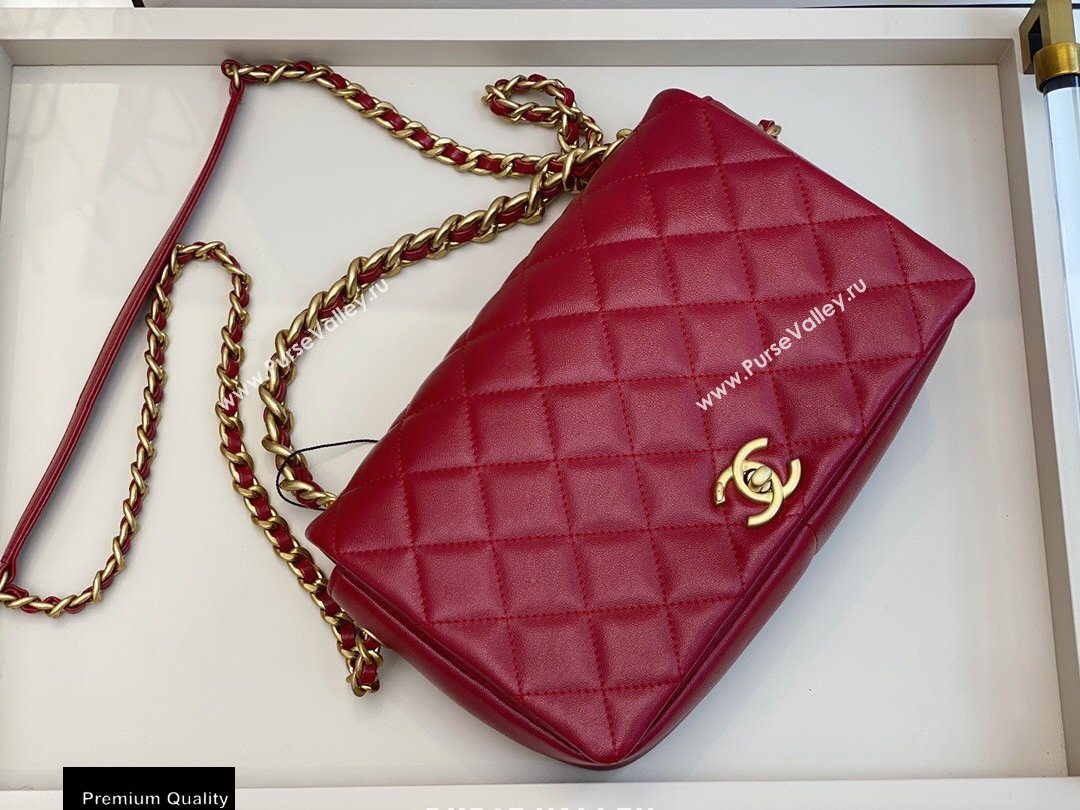 Chanel Shiny Lambskin Flap Bag AS1977 Red 2020 (smjd-20091733)