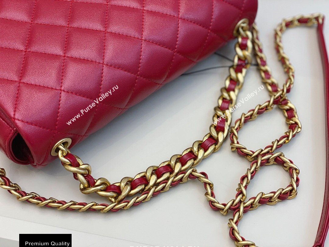 Chanel Shiny Lambskin Flap Bag AS1977 Red 2020 (smjd-20091733)